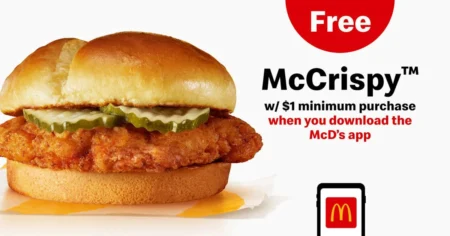 Craving Something Crispy And Delicious? Mcdonald’s Is Offering A Free Mccrispy Chicken Sandwich With Any $1 Purchase When You Download The Mcdonald’s App And Join Mymcdonald’s Rewards. This Is The Perfect Opportunity To Treat Yourself To A Mouthwatering Sandwich For Next To Nothing!