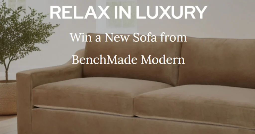 Transform Your Living Space With This Stunning Benchmade Modern Lucca Sofa, Valued At $4,655! Enter The Benchmade Modern X Couch.com Sofa Giveaway For Your Chance To Win This Luxurious Piece Of Furniture.