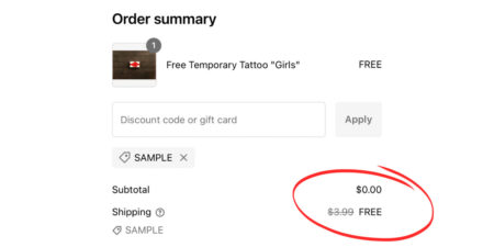 Here’s Your Chance To Try Out A Temporary Tattoo For Free! Simply Sign Up, Use The Code Sample To Waive The Shipping Cost, And Your Free Tattoo Will Be On Its Way.